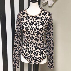 Victoria's Secret: Tan and Black Floral Sheer Bodywear Suit Size L